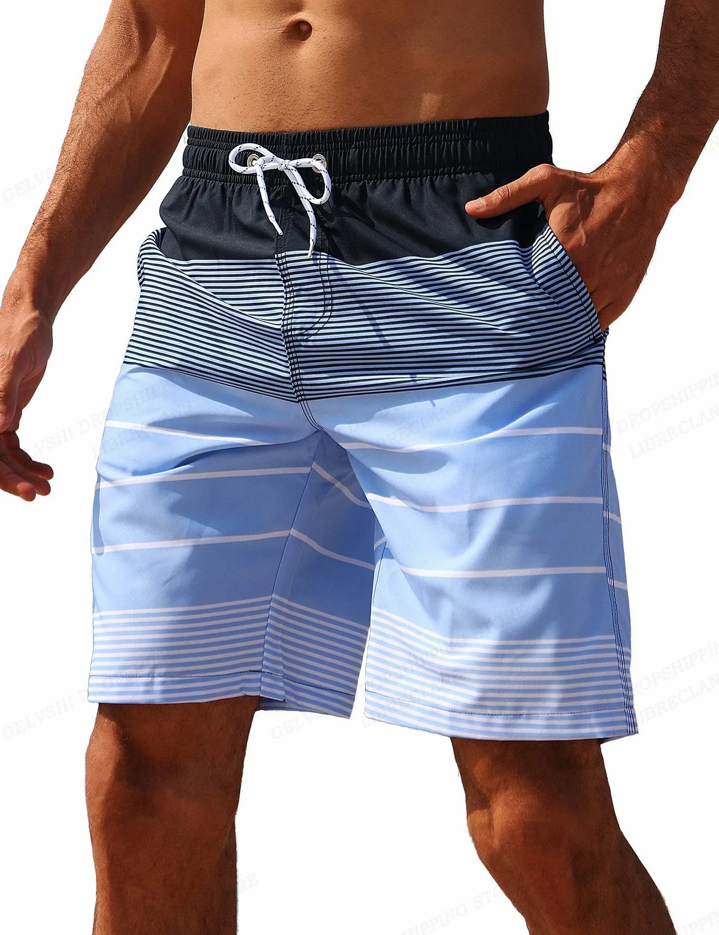 2025 New Fashion Printed Men'S Beach Shorts Bermuda Boardshorts High Quality Stretch Quick Dry Swimwear Surf Swim Trunks Men
