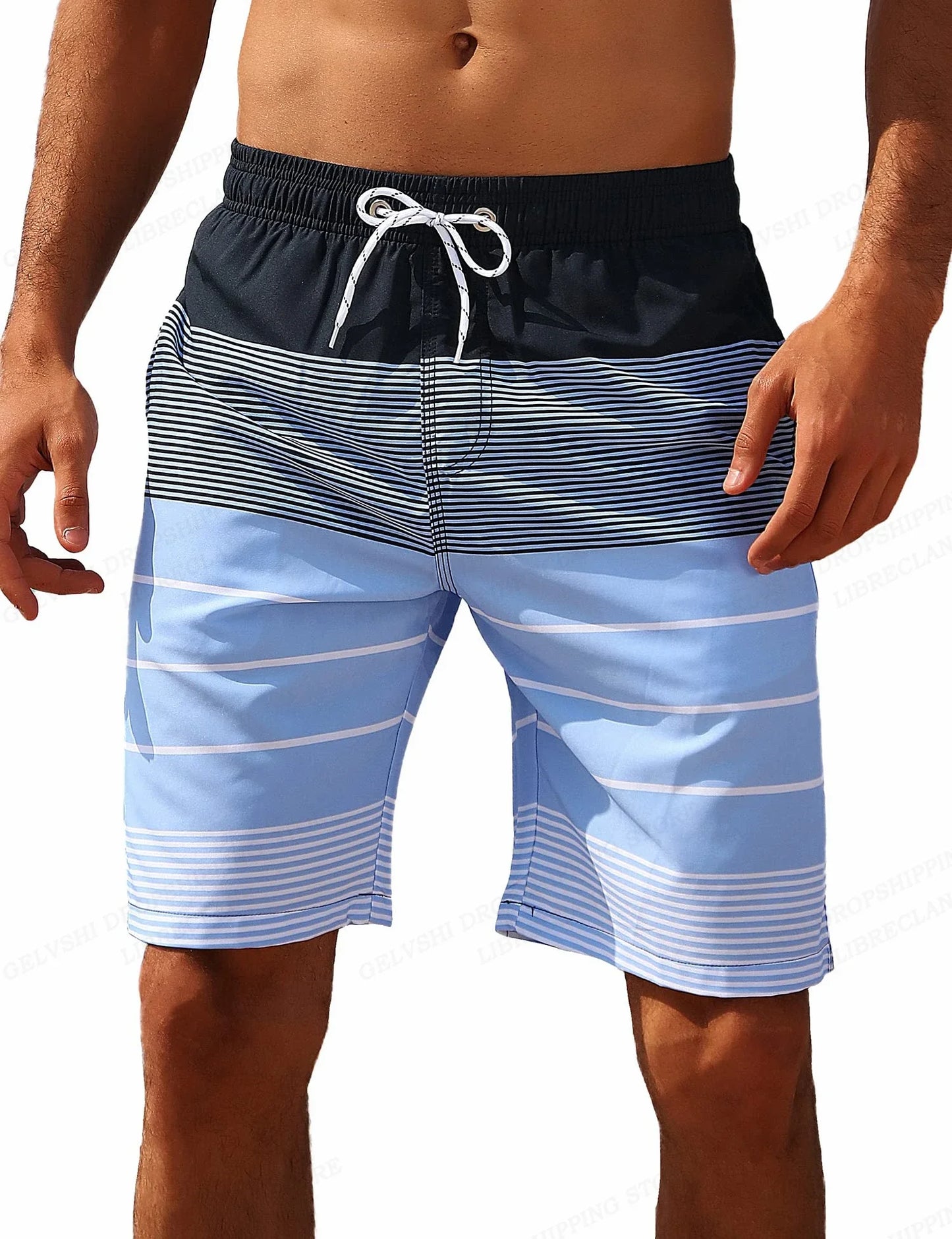 2025 New Fashion Printed Men'S Beach Shorts Bermuda Boardshorts High Quality Stretch Quick Dry Swimwear Surf Swim Trunks Men